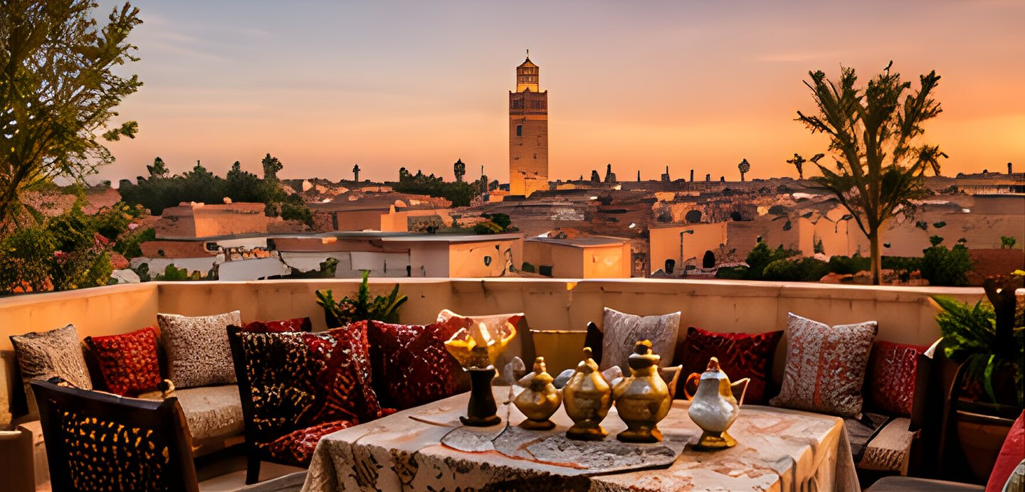Vue sur les toits de la médina depuis la terrasse du riad